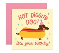 Central 23 Sausage Dog Birthday Card - Dachshund - Hot Diggity Dog Birthday - Funny Birthday Cards For Men Women - Gifts For Fur Parents Pet Owners - Dog Mum Or Dad - Comes With Stickers