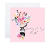 Central 23 Sending Healing Hugs Cards And Envelope - Get Well 22 - Feel Better Soon Cards For Men Women - Floral Greeting Card - For Girl Friends - Speedy Recovery Him Her - Comes With Stickers