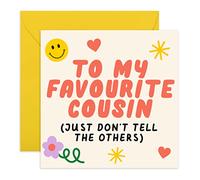 Central 23 - Sweet Birthday Card for Her - 'To My Favourite Cousin' - Fun Cousin Gifts - Cute Birthday Card for Him - Pretty Greetings for Her - Comes with Fun Stickers