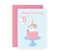 Central 23 Unicorn Birthday Card For Girls - 8 Year Old Girl Gifts - Granddaughter Birthday Cards - Daughter Birthday Card Age Eight - Comes With Fun Stickers - Made In UK