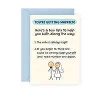 Central 23 Wedding Card Funny Congratulations - 'You're Getting Married Tips' - Marriage Humour Greetings For Groom Bride Couple - Engagement Newlyweds Jokes - Comes With Stickers