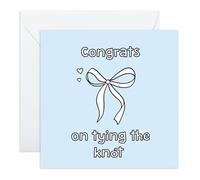 Central 23 Wedding Congratulations Card - 'Congrats On Tying The Knot' - Cute Bow Illustration - For Bride Groom Husband Wife Couple Newlyweds - Comes With Stickers