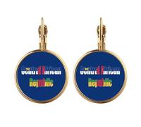 Central African Country Flag Name Gold Clip On Drop Earrings Non Piercing Dangle Jewelry