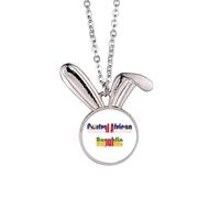 Central African Country Flag Name Rabbit Necklace Pendant Bunny Animal Jewelry Gift