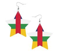 Central African Flag Leather Star Shaped Earrings Fashion Accessories Lightweight Festivals Parties Everyday Life