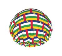 Central African Flag Print Soft Lined Shower Cap, Double Layer Washable Wide Elastic Band Hair Shower Cap For Bath