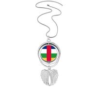 Central African Republic Flag Africa Pendant Angel Wings Rotating Necklace Jewelry