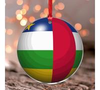 Central African Republic Stained Acrylic Window Hanging Ornament Flag Sports Bar Party Events Round Ornament Keepsake National Flag Nautical Gifts Acrylic Christmas Bauble Gift for Wife Sister