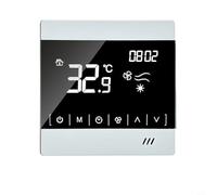 Central Air Conditioning Thermostat for Fan Coil Units, 2-Pipe Panel Thermostat with LCD Display, and Speed Control, White