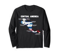 Central American Map, Flags of Central America, Mesoamerica Long Sleeve T-Shirt