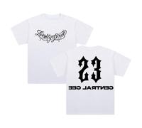 Central CEE 23 Logo T-Shirt Crewneck Short Sleeve Cotton Tee Women Men Streetwear Tops (XS,White)