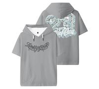 Central CEE Merch 23 Logo Hooded T-Shirt Short Sleeve Sport Gym Tee Women Men Outdoor Sportwear Tops (Gray,XS)