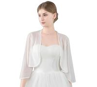 Central Chic Cropped Chiffon Cardigan For Weddings Brides Bridesmaids Mother Of Bride Parties Special Formal Occasions Size S-M (White)