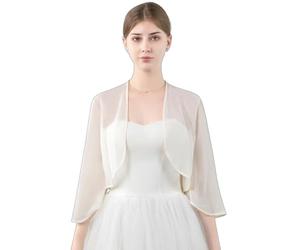 Central Chic Cropped Chiffon Cardigan For Weddings Brides Bridesmaids Mother Of Bride Parties Special Formal Occasions Size S-M (Champagne)