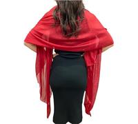 Central Chic Large Silky Shimmery Pashmina Shawl Stole Wrap Scarf Weddings Party Scarf For Weddings Bridesmaids Parties (Ruby Red)