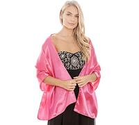 Central Chic Luxury Hot Pink Satin Wedding Wrap Stole Shawl Pashmina Scarf Bridal Bridesmaids Parties 2 Sizes S-M L-XL (Hot Pink, L-XL)