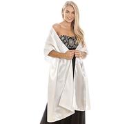 Central Chic Luxury Ivory Satin Wedding Wrap Stole Shawl Pashmina Scarf Bridal Bridesmaids Parties 2 Sizes S-M L-XL (Ivory, L-XL)