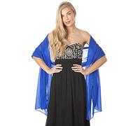 Central Chic Silky Chiffon Wedding Shawl Stole Scarf For Brides Bridal Bridesmaids Evenings Balls (Cobalt Blue)
