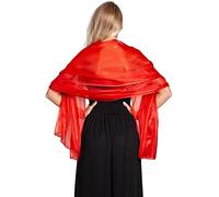 Central Chic Silky Iridescent Red Pashmina Wrap Stole Shawl Scarf For Weddings Parties Bride Bridemaids & Evening Wear (Scarlet Red)
