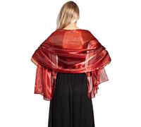 Central Chic Silky Iridescent Ruby Red Pashmina Wrap Stole Shawl For Weddings Bridal Bridemaids Parties & Evening Wear (Deep Red)