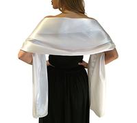 Central Chic Silky Satin Wedding Wrap Stole Shawl Pashmina Scarf For Brides Bridesmaids in Ivory White Black Blue Silver Gold Pink Grey Green