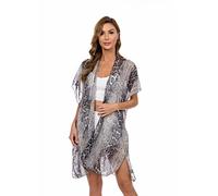 Central Chic Snake Print Long Chiffon Kimono Summer Cardigan Beach Cover Up