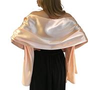 Central Chic Stunning Silky Satin Bridal Wrap Stole Shawl Pashmina Scarf Weddings Brides (S-M, Apricot Peach)