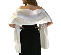 Central Chic Stunning Silky Satin Bridal Wrap Stole Shawl Pashmina Scarf Weddings Brides (S-M, Ivory)