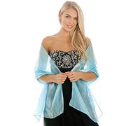 Central Chic Turquoise Lustrous Wedding Shawl Bridal Bridesmaids Wrap Prom Party Evening Stole (Turquoise)