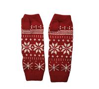Central Chic Women's Gloves Long Fingerless Mittens Christmas Gloves Winter Fair Isle (Red)