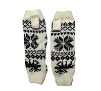 Central Chic Women's Gloves Long Fingerless Mittens Christmas Gloves Winter Fair Isle (White)