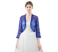 Central Chic© Womens Open Front Lace Shrug Bolero Cardigan For Weddings Brides Bridesmaids Evening Dresses (Cobalt Blue)