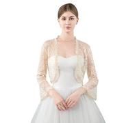 Central Chic© Womens Open Front Lace Shrug Bolero Cardigan For Weddings Brides Bridesmaids Evening Dresses (Champagne Ivory)