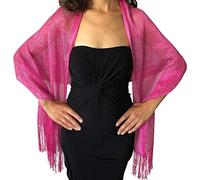 Central Chic Womens Shimmer Shawl Sparkly Scarf Wrap Weddings Bridal Proms Parties Balls (Hot Pink)
