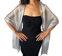 Central Chic Womens Shimmer Shawl Sparkly Scarf Wrap Weddings Bridal Proms Parties Balls (Silver Grey)