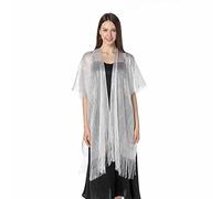 Central Chic Womens Shimmer Sparkly Cardigan Shrug Kimono For Weddings Proms Parties (Light Silver)