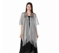 Central Chic Womens Shimmer Sparkly Cardigan Shrug Kimono For Weddings Proms Parties (Silver Grey)