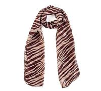 Central Chic Zebra Animal Print Women's Chiffon Scarf - In Brown & Cream
