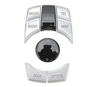 Central Control Multimedia Button ABS Silver Plated 6Pcs Kit Quick Response Touch Sensitive Buttons for F Series F20 F21 F22 F23 F30 F31 F32 F33 F34 F35 F36 F82 F83 F87 Models (MAP-MEDOA)