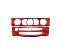 Central Control Trim For BMW For 5 Series For E60 2004-2008 2009 2010 Accessories Carbon Fiber Interior Car Air Conditioner CD Control Panel Trim Cover Frame Stickers(Style B(Red))