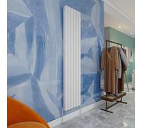 Central Heating Radiator,1800x408mm White Vertical Flat Double Panel Column Energy-efficient for Morden Multi-Scene