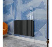 Central Heating Radiator,600x1003mm Anthracite Oval Column Double Panel for Bathroom/Hall/Kitchen Energy-efficient and Modern Design.