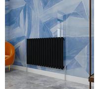 Central Heating Radiator,600x1003mm Black Oval Column Single Panel for Bathroom/Hall/Kitchen Energy-efficient and Modern Design.