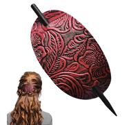 Central Leather Hair - Handmade Hair Barrette | Faux Leather Hair Barrette Hair BANTA | Leather Hair & Hair Pass For Hair | Hair Barrette