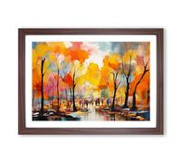 Central Park Abstract No.2 Framed Wall Art Print, Ready to Hang Picture for Living Room Bedroom Home Office, Walnut A2 (66 x 48 cm)