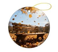 Central Park Bench Christmas Tree Ornaments Ceramic Xmas Round Pendant Keepsake Gift for Xmas Tree Winter Holiday Hanging Ornament for Women Men 2.8 Inch 2 Pcs