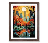 Central Park Constructivism Framed Wall Art Print, Ready to Hang Picture for Living Room Bedroom Home Office, Walnut A2 (48 x 66 cm)