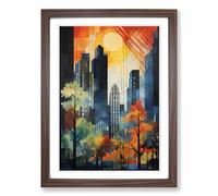 Central Park Constructivism No.2 Framed Wall Art Print, Ready to Hang Picture for Living Room Bedroom Home Office, Walnut A2 (48 x 66 cm)