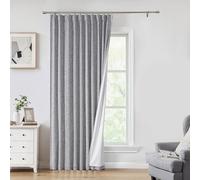 Central Park Dark Grey Pinch Pleat Blackout Curtain with Hooks, 60"Wx95"Lx2 | with Full Blackout Liner, Linen Textured, Triple Weave, Room Darkening, Window Treatment Drape, Living Room Bedroom
