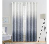 Central Park Full Ombre Blackout Curtain, Cream White to Indigo, 50"x95"x2 | Bedroom Drape, Gradient Print, Thermal Insulated Noise Reduction, Rustic Farmhouse, Heavy Linen Texture, Window Treatment Set